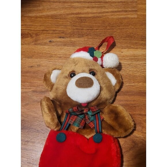 SANTA'S BEST TEDDY BEAR BY‎ RENNOC CHRISTMAS STOCKING HANGING DECOR, VINTAGE - Picture 2 of 4